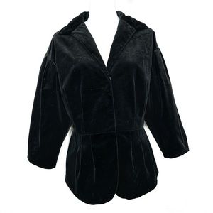 Lafayette 148 Black Velvet Snap Front 3/4 Slouchy Sleeve Jacket Sz 10